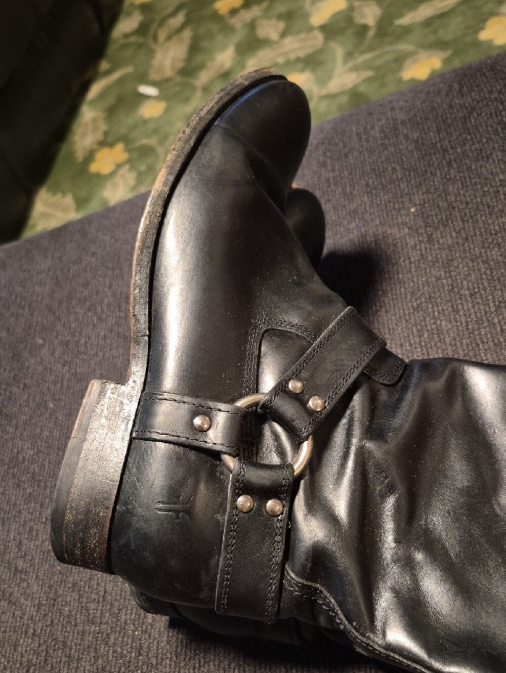 Frye Black Leather Women's Harness Knee-High Boots - Picture 3 of 11